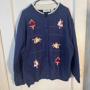 Vtg ‎ Blue Angel Embroidered Sweatshirt 2X cottagecore grannycore dopamine cozy